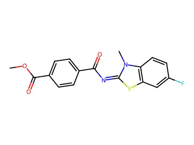 (E)-methyl 4-((6-fluoro-3-methylbenzo[d]thiazol-2(3H)-ylidene)carbamoyl)benzoate structure