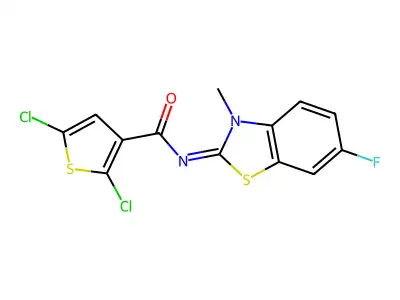 (E)-2,5-dichloro-N-(6-fluoro-3-methylbenzo[d]thiazol-2(3H)-ylidene)thiophene-3-carboxamide structure