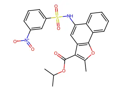Isopropyl 2-methyl-5-(3-nitrophenylsulfonamido)naphtho[1,2-b]furan-3-carboxylate structure