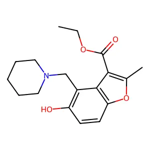 Ethyl 5-hydroxy-2-methyl-4-(piperidin-1-ylmethyl)-1-benzofuran-3-carboxylate structure