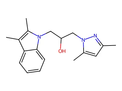 1-(2,3-dimethyl-1H-indol-1-yl)-3-(3,5-dimethyl-1H-pyrazol-1-yl)propan-2-ol structure