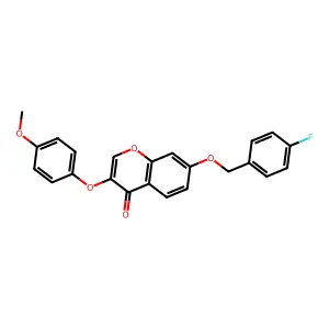 7-((4-fluorobenzyl)oxy)-3-(4-methoxyphenoxy)-4H-chromen-4-one structure