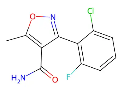 3-(2-Chloro-6-fluorophenyl)-5-methyl-1,2-oxazole-4-carboxamide structure