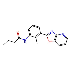 N-[2-methyl-3-([1,3]oxazolo[4,5-b]pyridin-2-yl)phenyl]butanamide structure