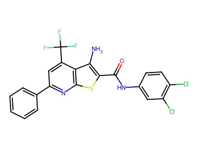 3-Amino-N-(3,4-DI-CL-PH)-6-PH-4-(tri-F-ME)thieno(2,3-B)pyridine-2-carboxamide structure