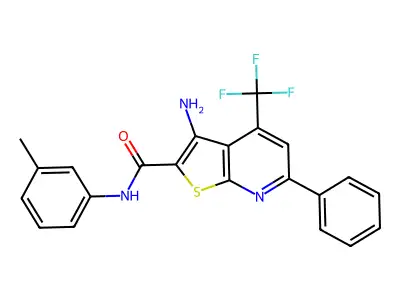 3-Amino-N-(3-ME-PH)-6-PH-4-(trifluoromethyl)thieno(2,3-B)pyridine-2-carboxamide structure