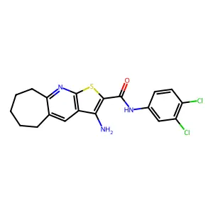 3-amino-N-(3,4-dichlorophenyl)-6,7,8,9-tetrahydro-5H-cyclohepta[b]thieno[3,2-e]pyridine-2-carboxamide structure