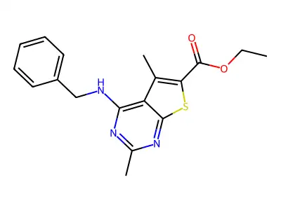 Ethyl 4-(benzylamino)-2,5-dimethylthieno[2,3-d]pyrimidine-6-carboxylate structure