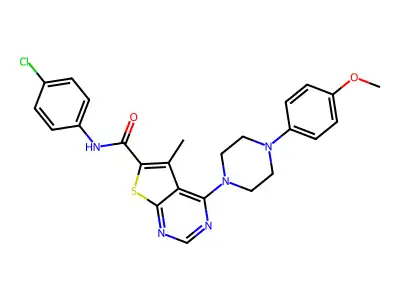 N-(4-chlorophenyl)-4-[4-(4-methoxyphenyl)piperazin-1-yl]-5-methylthieno[2,3-d]pyrimidine-6-carboxamide structure