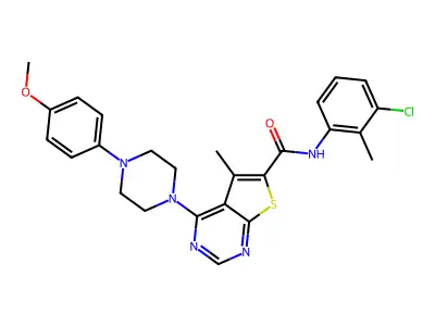 N-(3-chloro-2-methylphenyl)-4-[4-(4-methoxyphenyl)piperazin-1-yl]-5-methylthieno[2,3-d]pyrimidine-6-carboxamide structure