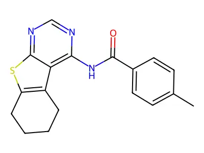 4-methyl-N-(5,6,7,8-tetrahydro[1]benzothieno[2,3-d]pyrimidin-4-yl)benzamide structure