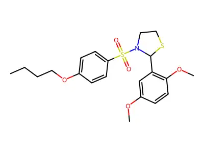 3-(4-Butoxyphenyl)sulfonyl-2-(2,5-dimethoxyphenyl)-1,3-thiazolidine structure