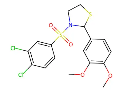 3-((3,4-Dichlorophenyl)sulfonyl)-2-(3,4-dimethoxyphenyl)thiazolidine structure