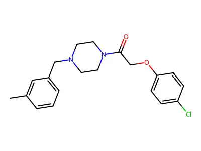 2-(4-Chlorophenoxy)-1-[4-[(3-methylphenyl)methyl]piperazin-1-yl]ethanone structure