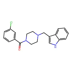 3-{[4-(3-chlorobenzoyl)-1-piperazinyl]methyl}-1H-indole structure