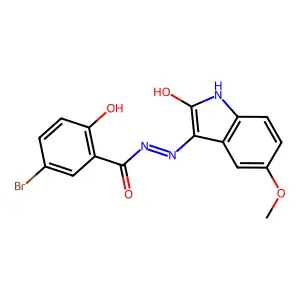 5-bromo-2-hydroxy-N'-[(3E)-5-methoxy-2-oxo-1,2-dihydro-3H-indol-3-ylidene]benzohydrazide structure