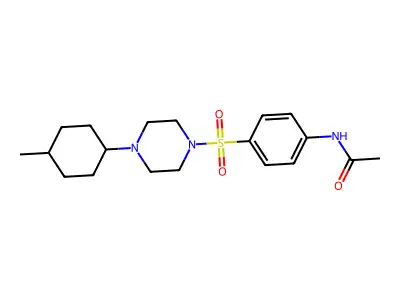 N-[4-[4-(4-methylcyclohexyl)piperazin-1-yl]sulfonylphenyl]acetamide structure