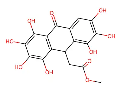 methyl 2-(1,2,3,4,6,7,8-heptahydroxy-10-oxo-9H-anthracen-9-yl)acetate structure