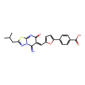 4-[5-[[5-Imino-2-(2-methylpropyl)-7-oxo-5H-1,3,4-thiadiazolo[3,2-a]pyrimidin-6(7H)-ylidene]methyl]-2-furanyl]benzoic acid structure