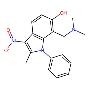 1H-Indol-6-ol, 7-[(dimethylamino)methyl]-2-methyl-3-nitro-1-phenyl- structure