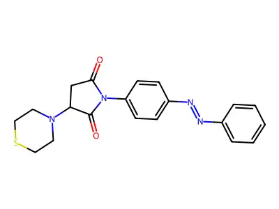 2,5-Pyrrolidinedione, 1-[4-(2-phenyldiazenyl)phenyl]-3-(4-thiomorpholinyl)- structure