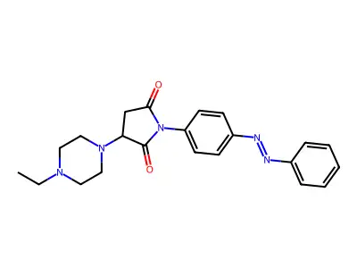 2,5-Pyrrolidinedione, 3-(4-ethyl-1-piperazinyl)-1-[4-(2-phenyldiazenyl)phenyl]- structure