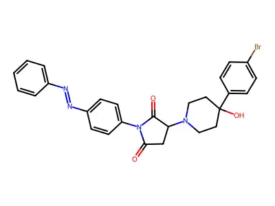 2,5-Pyrrolidinedione, 3-[4-(4-bromophenyl)-4-hydroxy-1-piperidinyl]-1-[4-(2-phenyldiazenyl)phenyl]- structure