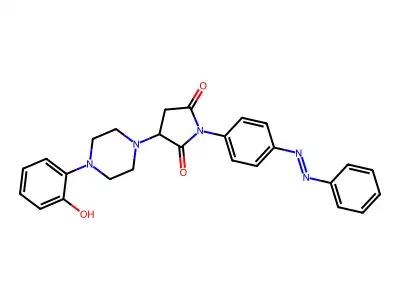 2,5-Pyrrolidinedione, 3-[4-(2-hydroxyphenyl)-1-piperazinyl]-1-[4-(2-phenyldiazenyl)phenyl]- structure