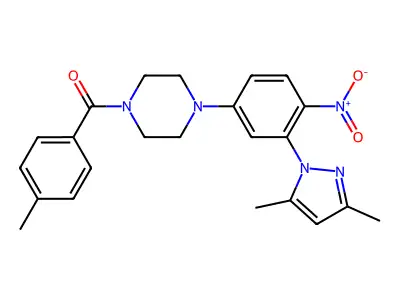 [4-[3-(3,5-dimethylpyrazol-1-yl)-4-nitrophenyl]piperazin-1-yl]-(4-methylphenyl)methanone structure