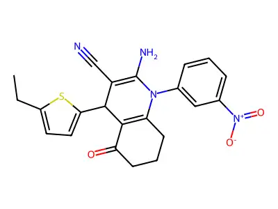 2-AMINO-4-(5-ETHYL-2-THIENYL)-1-(3-NITROPHENYL)-5-OXO-1,4,5,6,7,8-HEXAHYDRO-3-QUINOLINECARBONITRILE structure