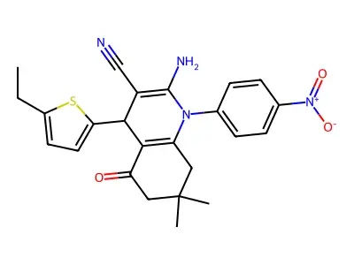 2-Amino-4-(5-ethylthiophen-2-yl)-7,7-dimethyl-1-(4-nitrophenyl)-5-oxo-1,4,5,6,7,8-hexahydroquinoline-3-carbonitrile structure