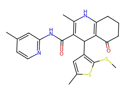 2-Methyl-4-(5-methyl-2-(methylthio)thiophen-3-yl)-N-(4-methylpyridin-2-yl)-5-oxo-1,4,5,6,7,8-hexahydroquinoline-3-carboxamide structure