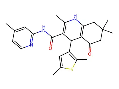 4-(2,5-dimethylthiophen-3-yl)-2,7,7-trimethyl-N-(4-methylpyridin-2-yl)-5-oxo-1,4,5,6,7,8-hexahydroquinoline-3-carboxamide structure