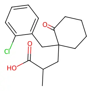 Cyclohexanepropionic acid, 1-(o-chlorobenzyl)-alpha-methyl-2-oxo- structure