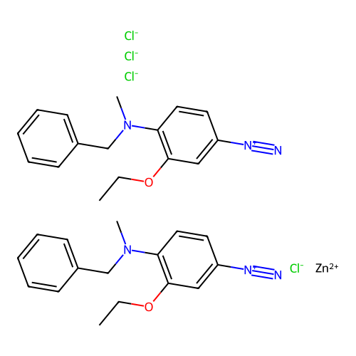 4-(Benzyl(methyl)amino)-3-ethoxybenzenediazonium tetrachlorozincate (2:1) structure
