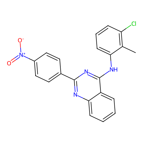 N-(3-chloro-2-methylphenyl)-2-(4-nitrophenyl)quinazolin-4-amine structure