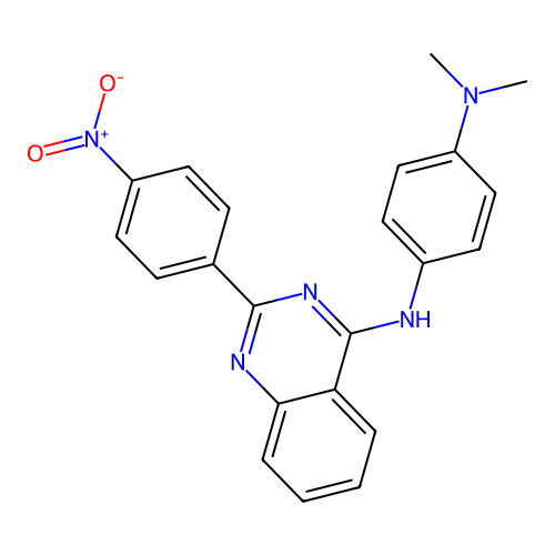 Dimethyl(4-{[2-(4-nitrophenyl)quinazolin-4-yl]amino}phenyl)amine structure