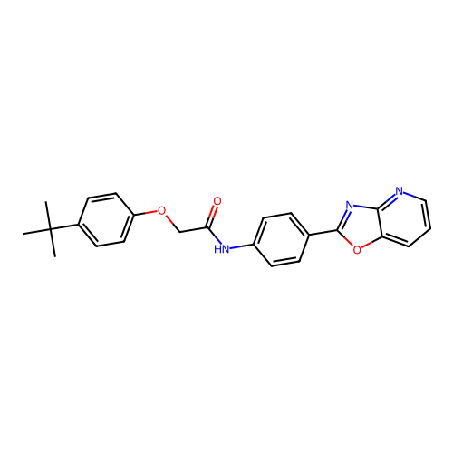 2-(4-tert-butylphenoxy)-N-[4-([1,3]oxazolo[4,5-b]pyridin-2-yl)phenyl]acetamide structure