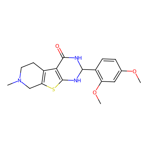 2-(2,4-dimethoxyphenyl)-7-methyl-2,3,5,6,7,8-hexahydropyrido[4',3':4,5]thieno[2,3-d]pyrimidin-4(1H)-one structure
