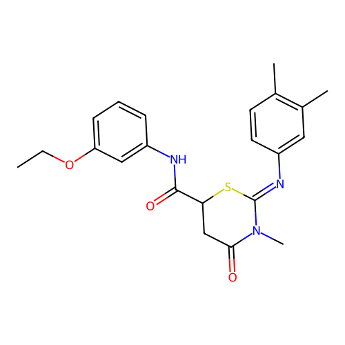 (2E)-2-[(3,4-dimethylphenyl)imino]-N-(3-ethoxyphenyl)-3-methyl-4-oxo-1,3-thiazinane-6-carboxamide structure