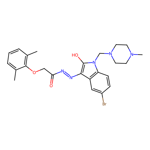 (Z)-N'-(5-bromo-1-((4-methylpiperazin-1-yl)methyl)-2-oxoindolin-3-ylidene)-2-(2,6-dimethylphenoxy)acetohydrazide structure
