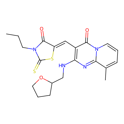 (5Z)-5-[(9-METHYL-4-OXO-2-{[(OXOLAN-2-YL)METHYL]AMINO}-4H-PYRIDO[1,2-A]PYRIMIDIN-3-YL)METHYLIDENE]-3-PROPYL-2-SULFANYLIDENE-1,3-THIAZOLIDIN-4-ONE structure