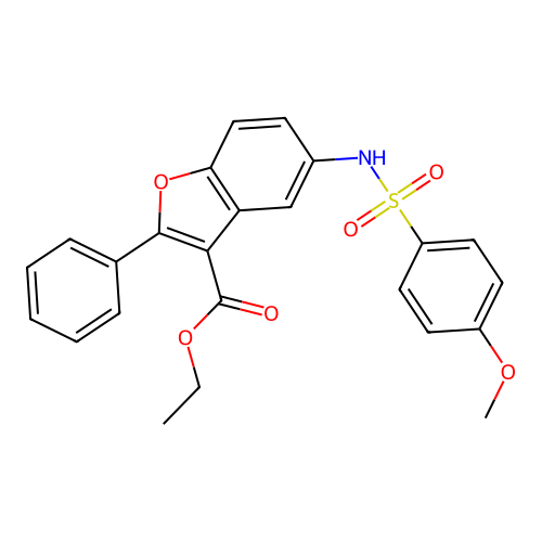 Ethyl 5-{[(4-methoxyphenyl)sulfonyl]amino}-2-phenyl-1-benzofuran-3-carboxylate structure