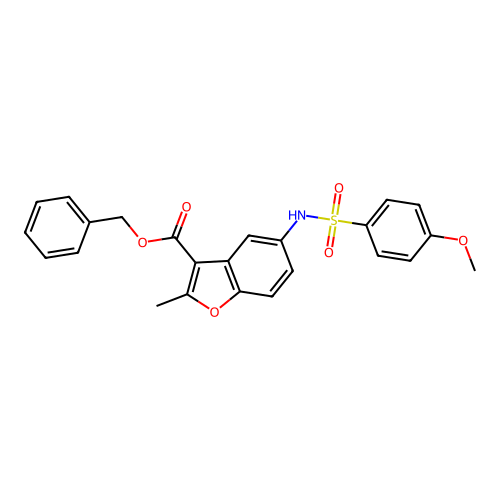 Benzyl 5-{[(4-methoxyphenyl)sulfonyl]amino}-2-methyl-1-benzofuran-3-carboxylate structure
