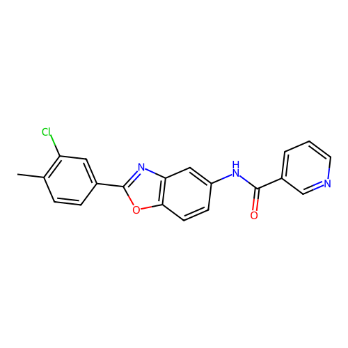 N-[2-(3-chloro-4-methylphenyl)-1,3-benzoxazol-5-yl]pyridine-3-carboxamide structure