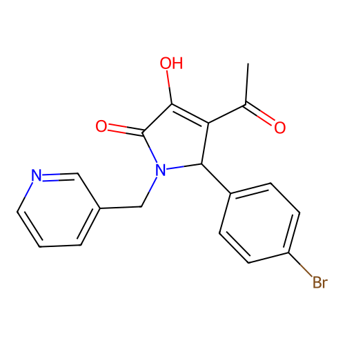 3-acetyl-2-(4-bromophenyl)-4-hydroxy-1-(pyridin-3-ylmethyl)-2H-pyrrol-5-one structure
