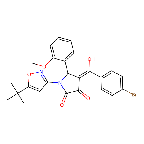 (4E)-4-[(4-bromophenyl)(hydroxy)methylidene]-1-(5-tert-butyl-1,2-oxazol-3-yl)-5-(2-methoxyphenyl)pyrrolidine-2,3-dione structure