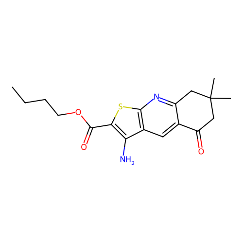 butyl 3-amino-7,7-dimethyl-5-oxo-5,6,7,8-tetrahydrothieno[2,3-b]quinoline-2-carboxylate structure