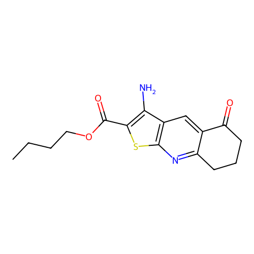 Butyl 3-amino-5-oxo-5,6,7,8-tetrahydrothieno[2,3-b]quinoline-2-carboxylate structure