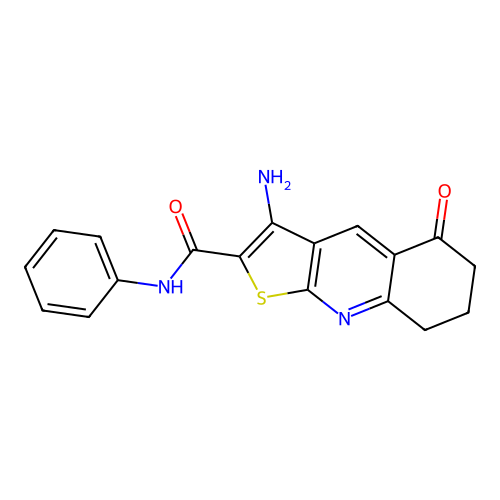 3-amino-5-oxo-N-phenyl-5,6,7,8-tetrahydrothieno[2,3-b]quinoline-2-carboxamide structure